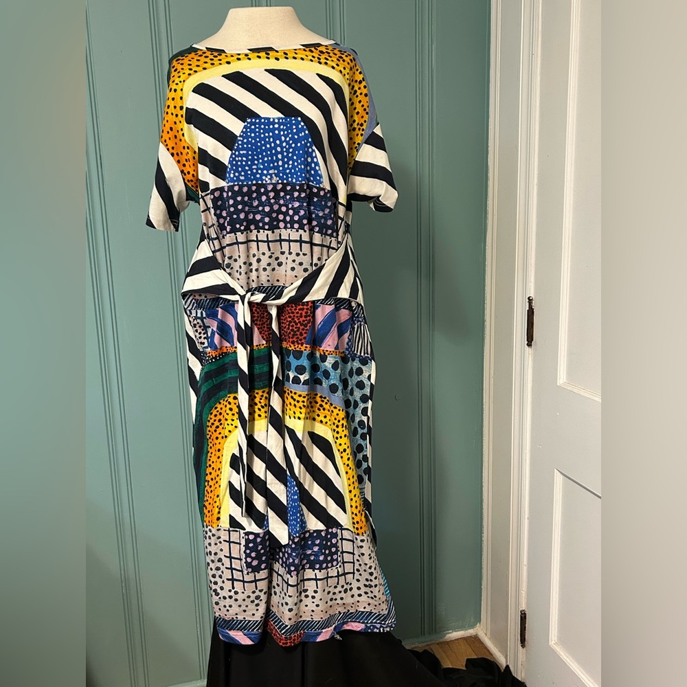 Gorman Black and White Midi T-shirt Dress with Dolman Sleeves